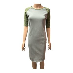 LuLaRoe - NWT - Julia Gray and Green Raglan Midi Dress